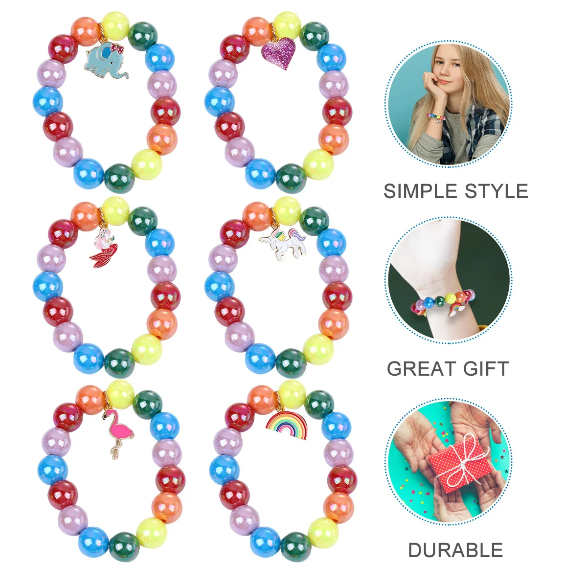 

9Pcs Children's Rainbow Beaded Bracelets Set Handmade Durable Fashion Simple Style Perfect Gift for Children Birthdays Festivals