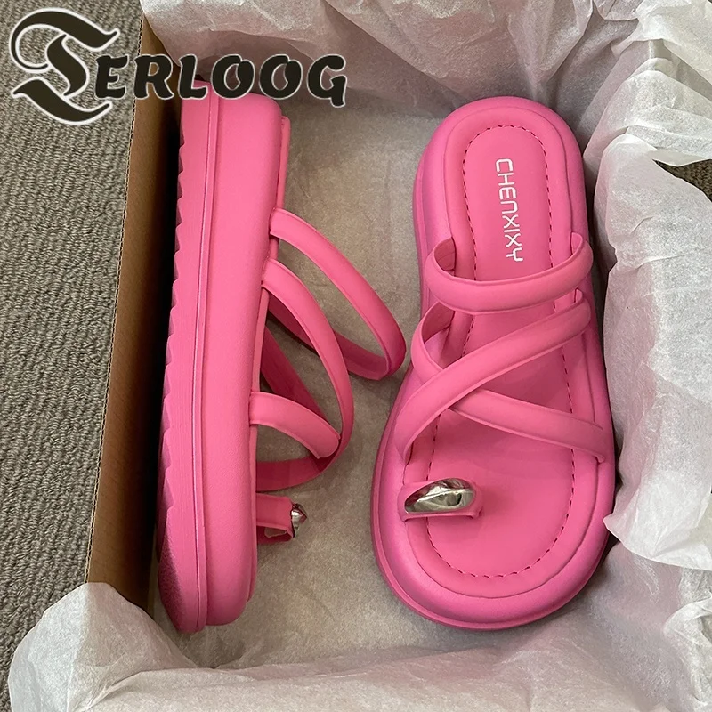 

Flats Platform Women Sandals Summer Casual Shoes Slippers 2025 Fashion Slingback New Clip Toe Flip Flops Rome Women Sandalias