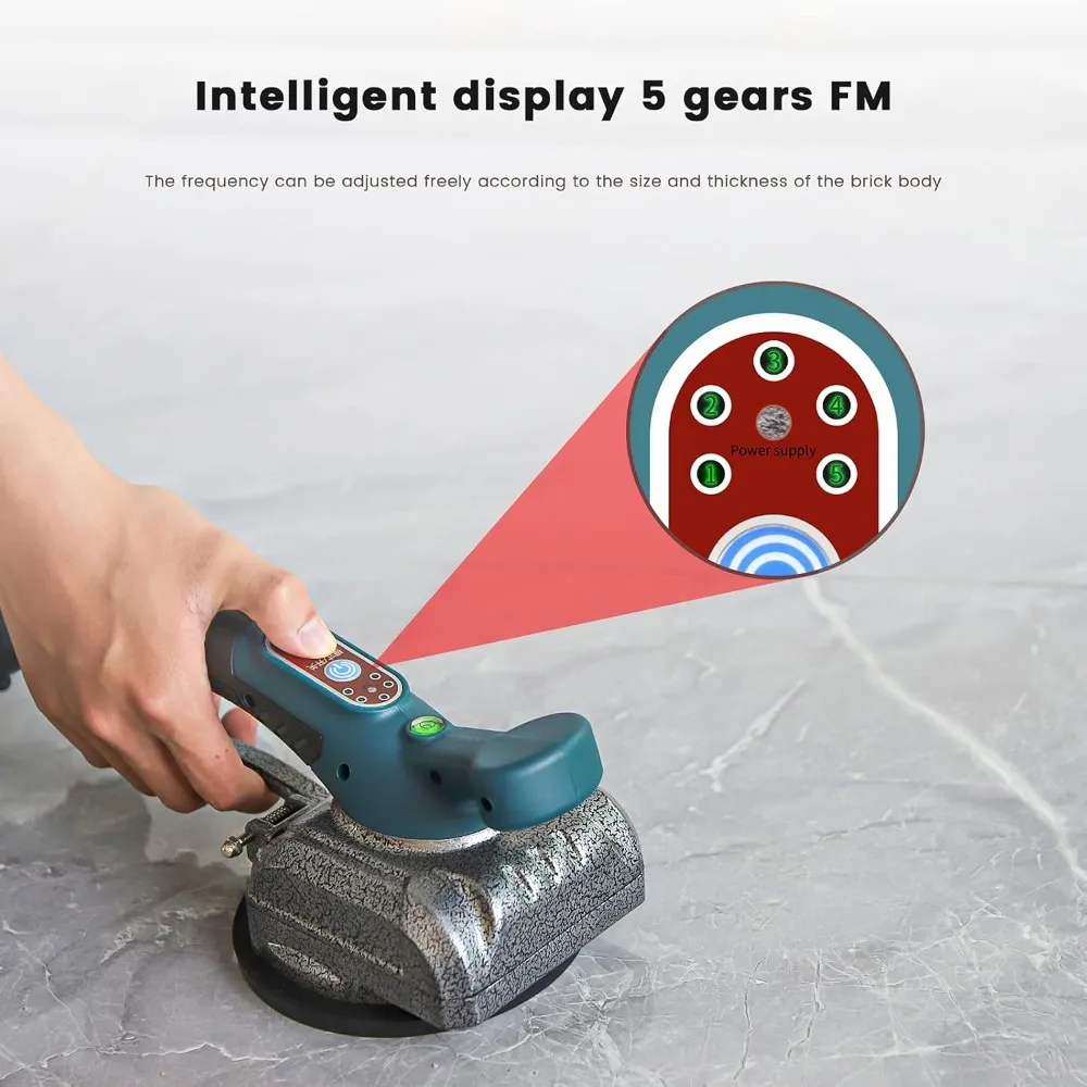 Vibrating Tool w/125mm Suction Cup&110lbs Adsorption, Cordless Tile Vibration Machine Installation Tool Include 2x21V Battery