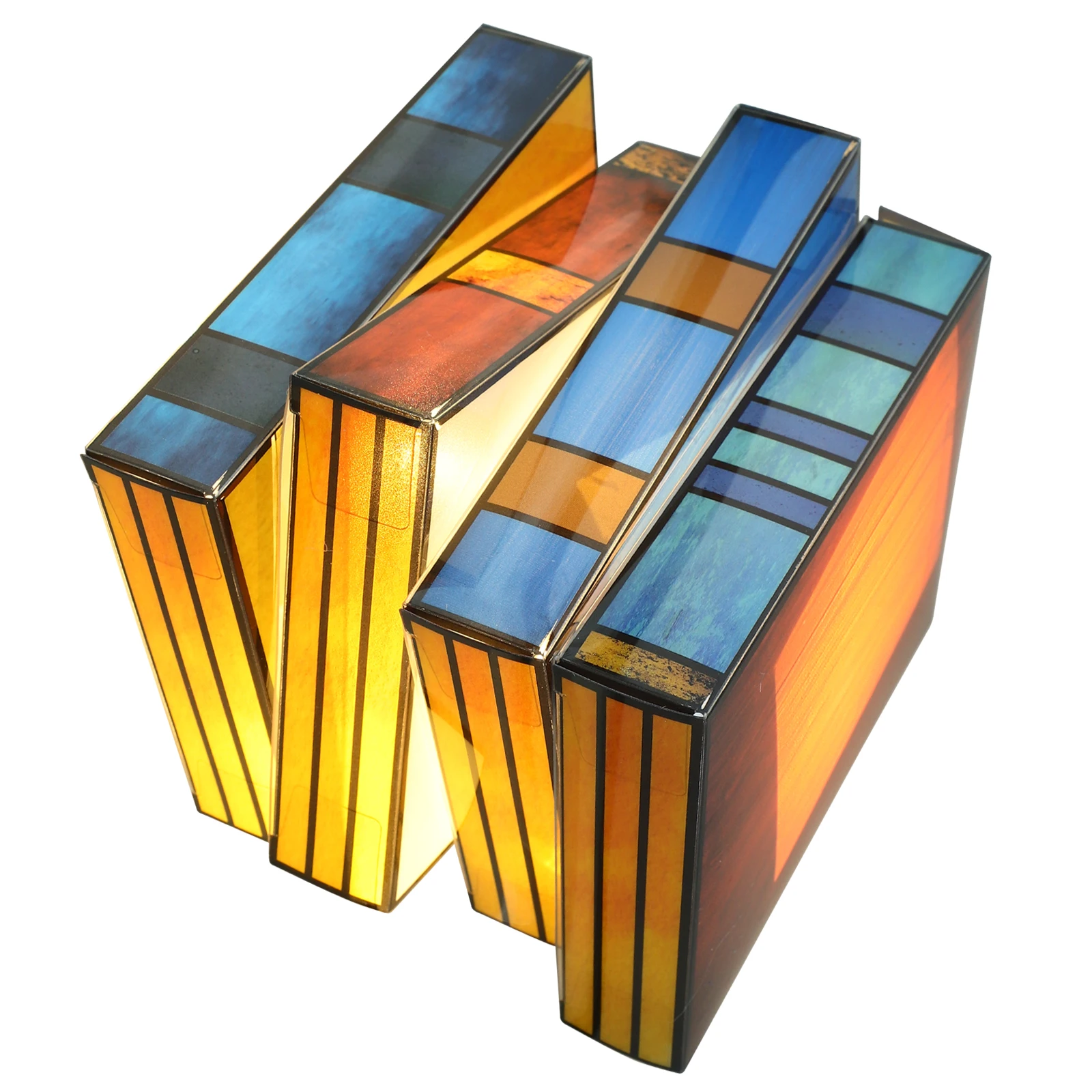 

Colorful Glass Book Lamp Stained Glass Stacked Books Light PVC Plastic Bedroom Table Reading Lamps Night Decorative Soft Eye