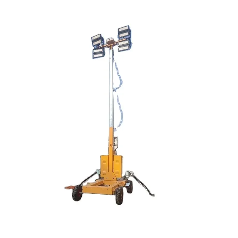 Hot Sale 5M Telescopic Mast Trolley Hand Push Mobile Lighting Tower With LED Light Source