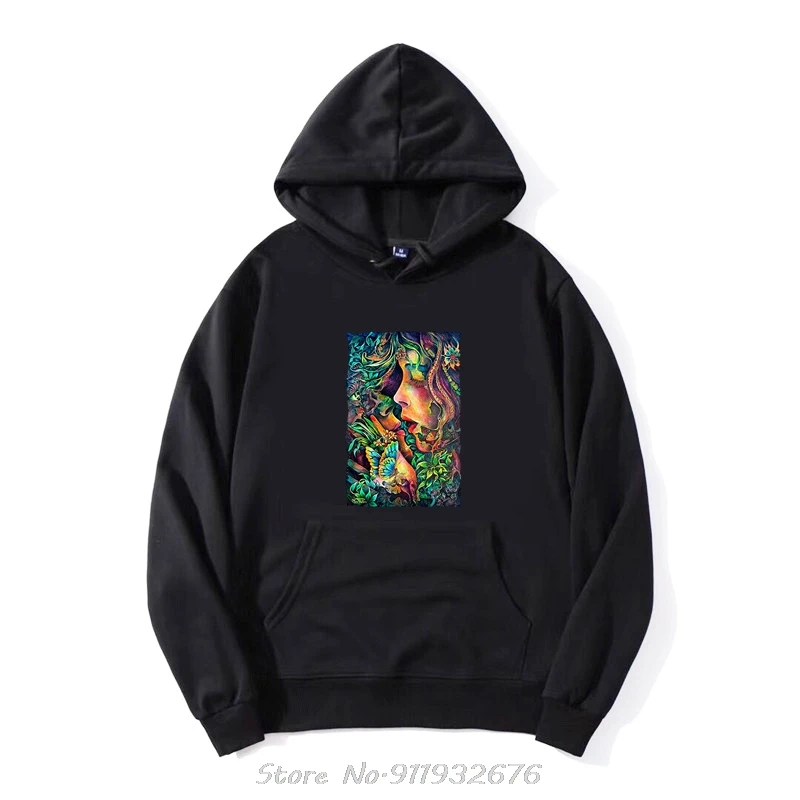 Hoodie Trippy Psychedelic Art Watercolor Girls Kiss LSD MDMA Acid Albert Hofmann Dmt Swag Hipster Hoody Harajuku Sweatshirt