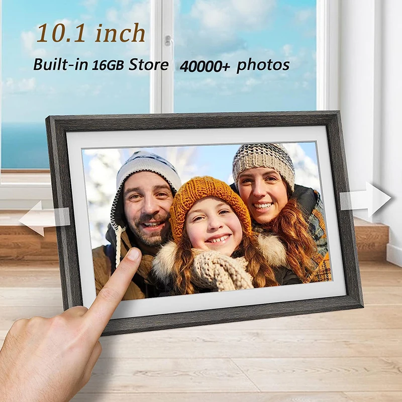 10.1Inch WiFi Frameo Digital Photo Frame IPS Touch Screen Cloud Digital Picture Frame 16GB Storage Share Photos via APP For Gift