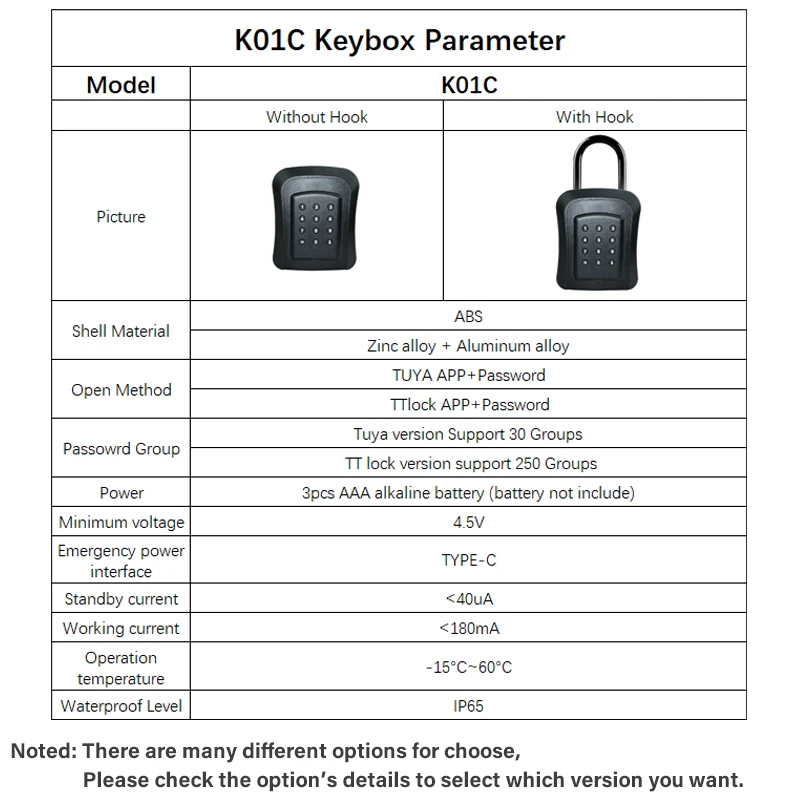 Imagem -06 - Raykube-impermeável Metal Smart Wall Mount Key Lock Box Trava de Segurança com Tuya tt Bloqueio App Senha de Desbloqueio Seguro Ip65