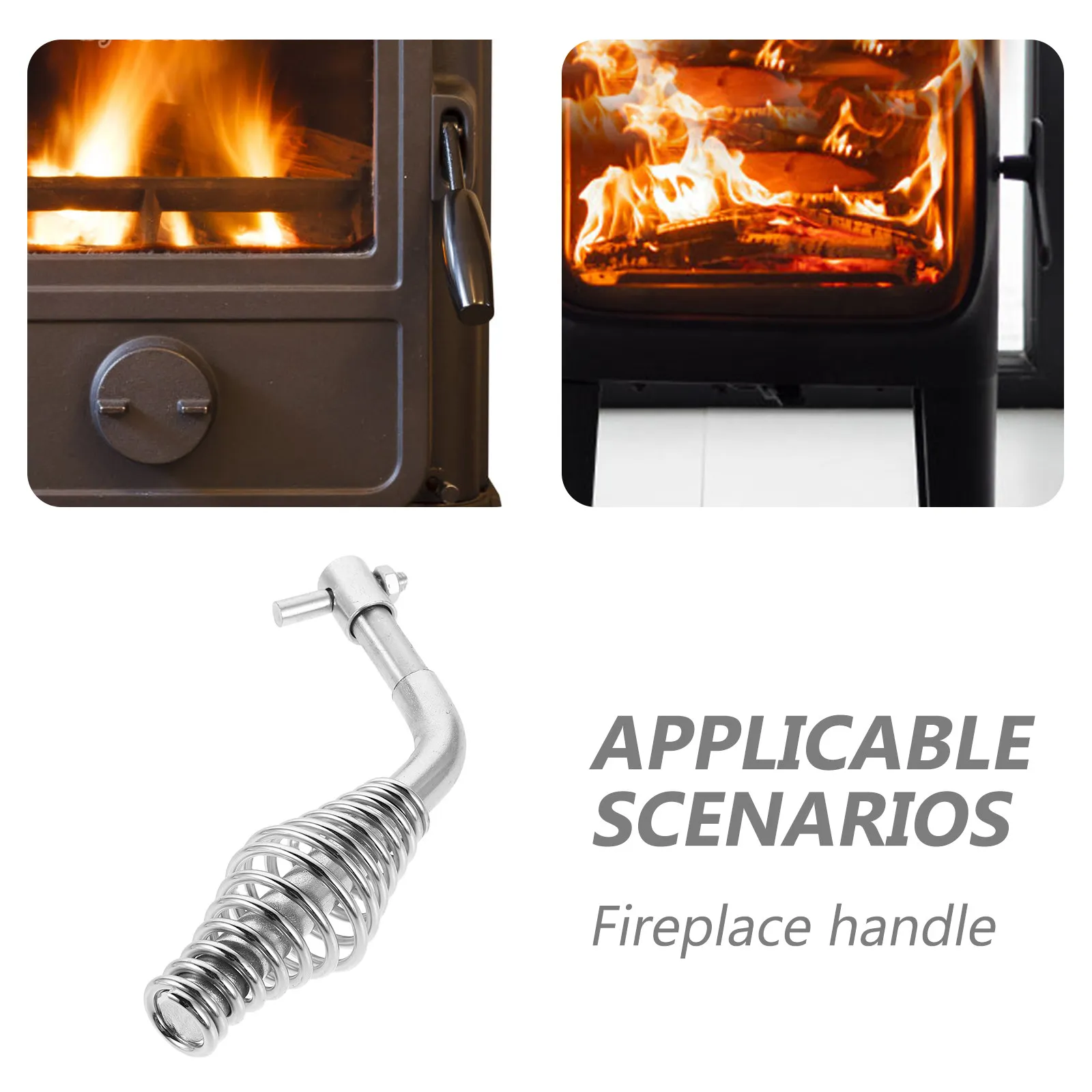 Heat Resistant Stove Door Handle Fireplace Handle Kit Universal Oven Door Grip Replacement Parts Fire Pit Tools