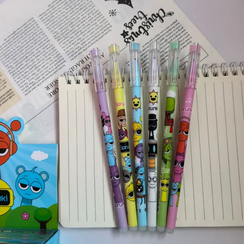 6/12 قطعة/صندوق Gmae الكرتون قابل للمسح القلم الأزرق الأسود الحبر ماجيك هلام القلم مدرسة مكتب الكتابة القرطاسية توريد هدية عيد الأطفال