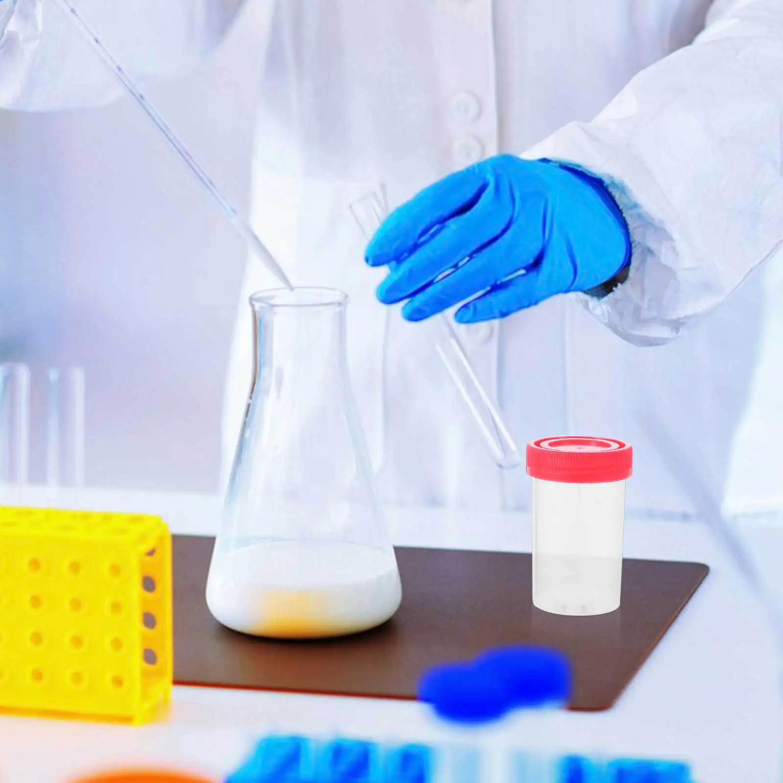 

50 pcs Urine Sample Cups Plastic Specimen Containers With Screw Lids Leak Proof Scale Marked For Urine Collection Testing Lab