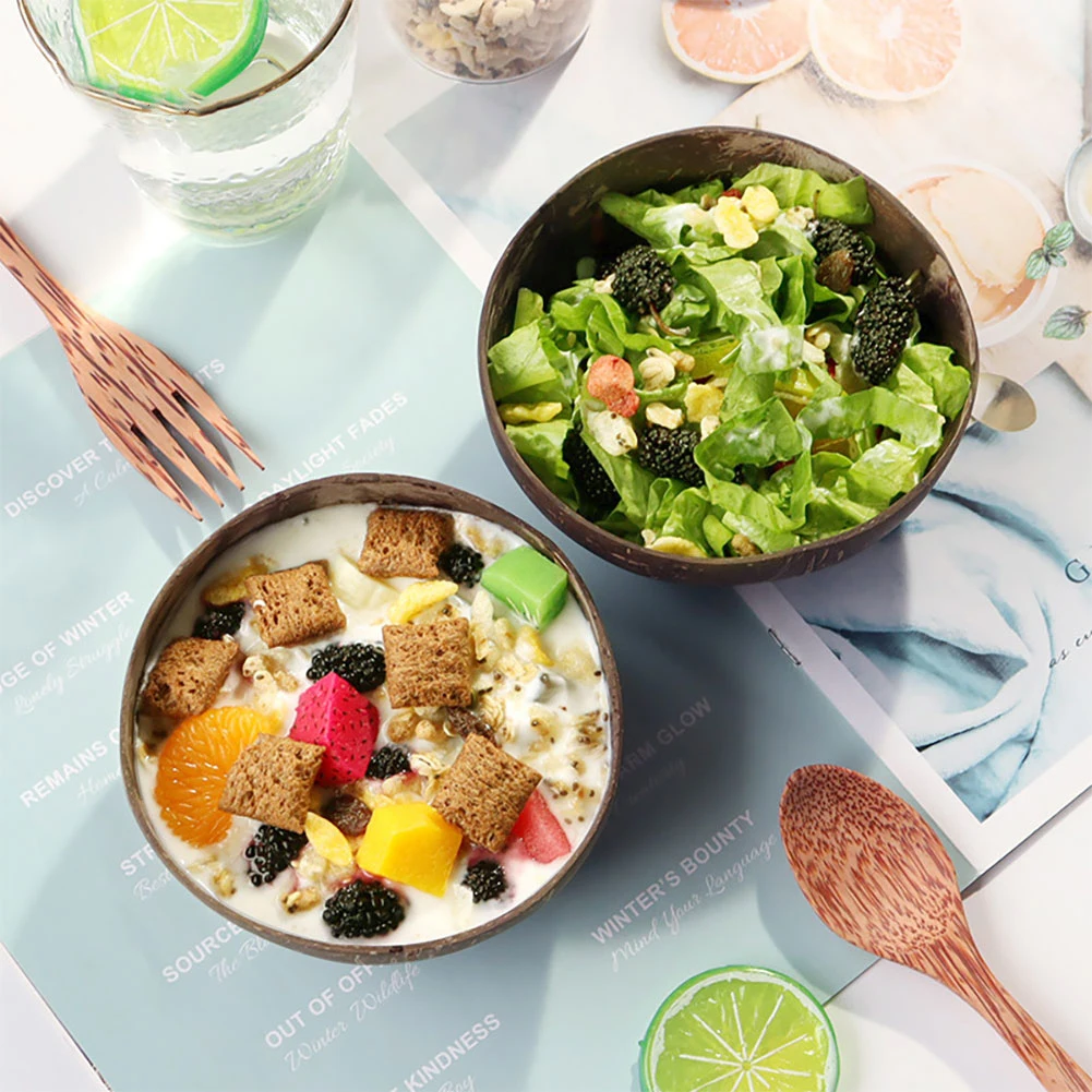 Smoothie Coconut Bowl Polished Reliable Coconut Shells For Salads Ice Cream Cereals Handmade Kitchen High Quality