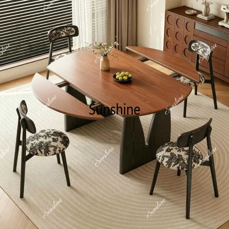 Medieval solid wood dining table household round table