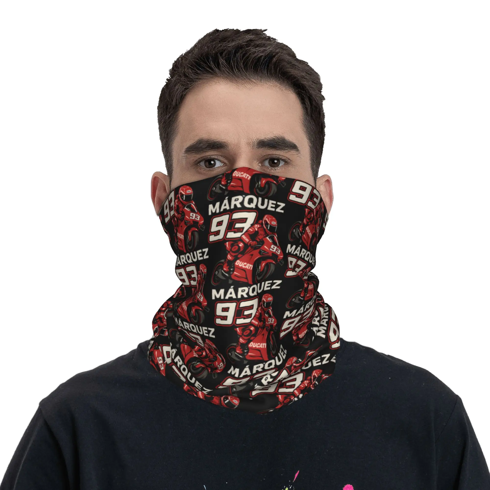 Custom M-Marced Motor 93 Bandana Neck Gaiter for Ski Camping Women Men Wrap Scarf Motorcycle Rider Headband Warmer