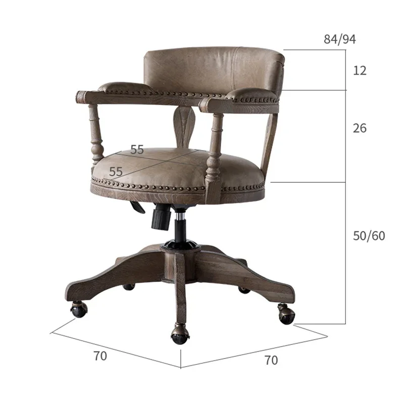 كراسي كمبيوتر دوارة لغرفة النوم من الخشب الصلب الأمريكي، كرسي مكتب تنفيذي للرئيس، مسند ظهر صغير للشقة