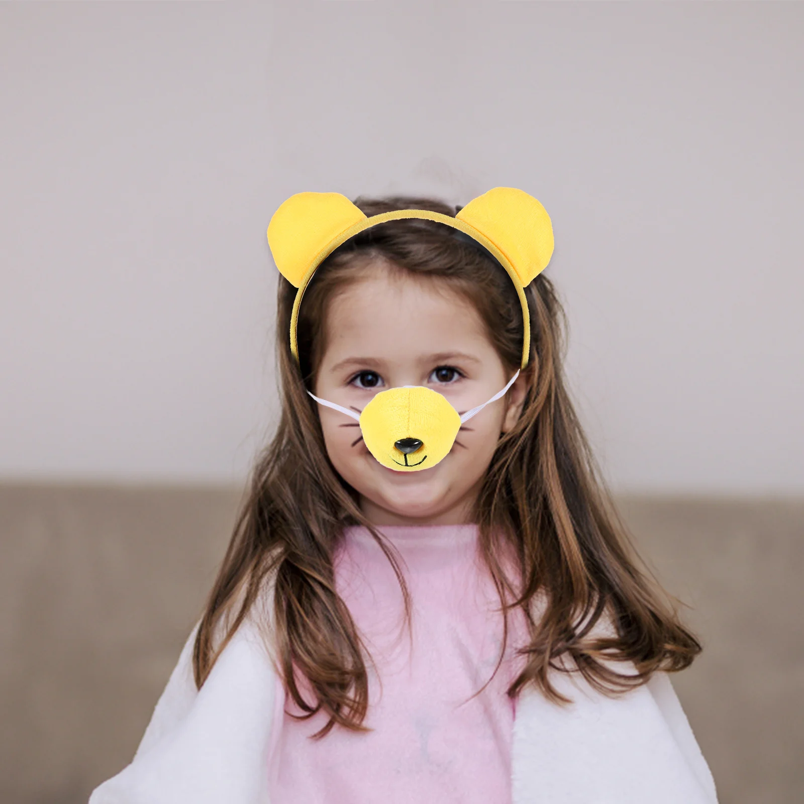 1세트 너구리 머리띠 세트 동물 의상 액세서리 귀 코 꼬리 할로윈 파티 코스프레 공연 동물용