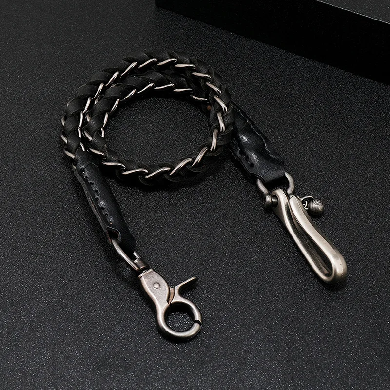 Punk Rock Leather Metal Pants Waist Chain Men Women Key Chain Big Ring Wallet Keychain Jeans Unisex Hip-hop Jewelry Gift