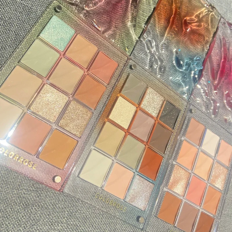Colorrose Water Ripple 12Colors Eye Shadow Pallete New Blue Purple Dry Rose Sequins Matte Glitter Eyes Makeup