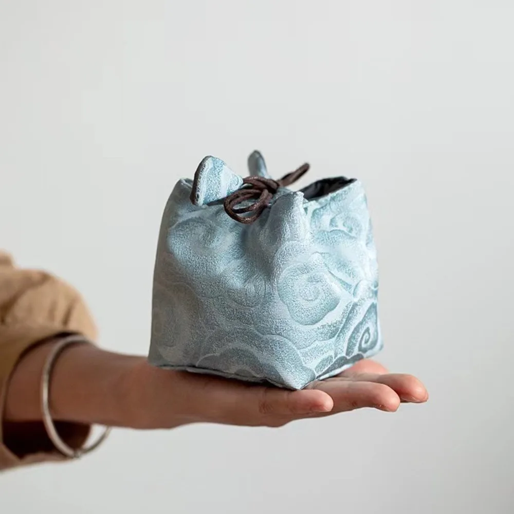 Chinese Style Tea Set Storage Bag Thickened Embroidered Teapot Cloth Pouch Portable Multi-functional Teacup Drawstring Bags