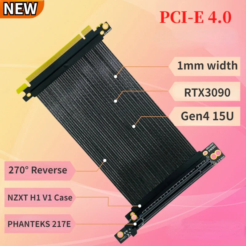 Imagem -02 - Phanteks-placa Gráfica de Extensão Vertical Gpu Pci Express 4.0 X16 Cabo Riser 270 ° em Ângulo Reto Reverso Chassi Atx 217e Nzxt h1