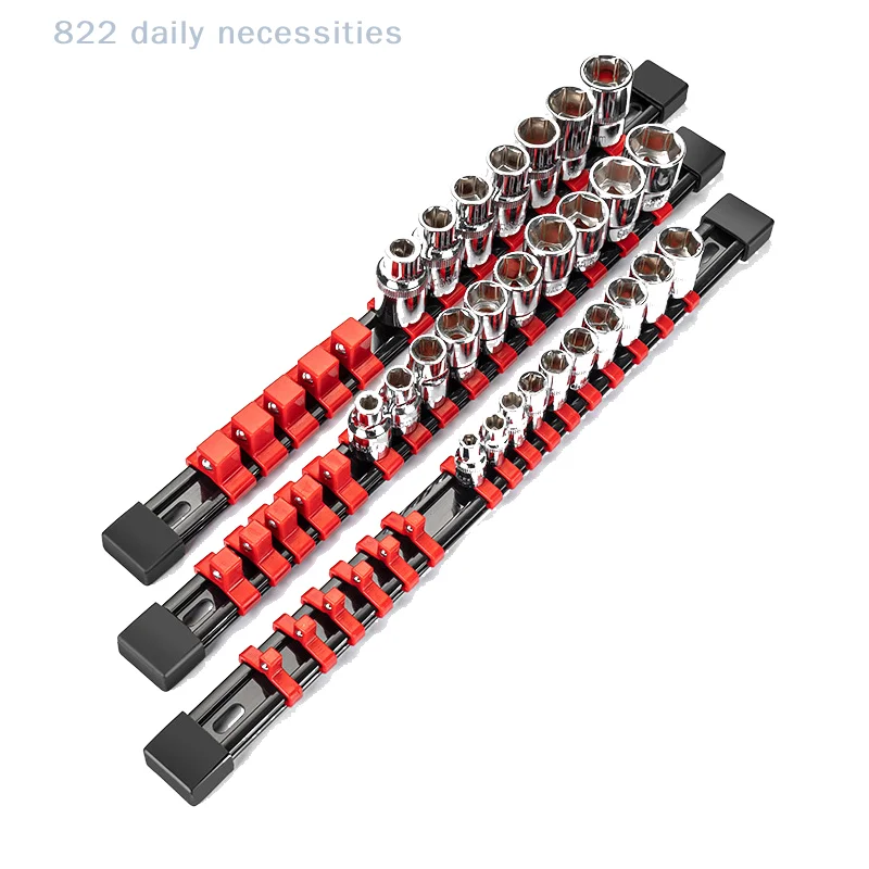 ABS Socket Organizer Holder Trays For Toolboxes, 1/4 , 3/8, 1/2, Portable Mountable Sliding Stand Sleeve Rail Rack Tool