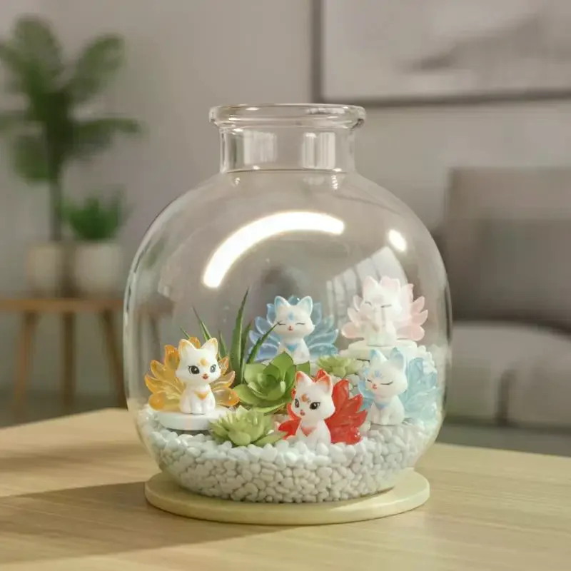 Cute Nine-tailed Fox Resin Craft Figurine Cartoon Animal Charm 1PC for DIY Keychain Earring Making Hobby Craft Supplies