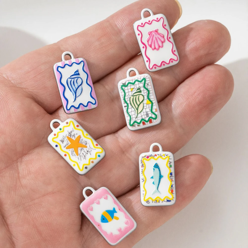 2 Stück/Set Edelstahl Tier-Fisch-Muschel-Anhänger Charms für DIY Armbänder Halsketten Schmuckherstellung Zubehör Bastelzubehör – Detail 4