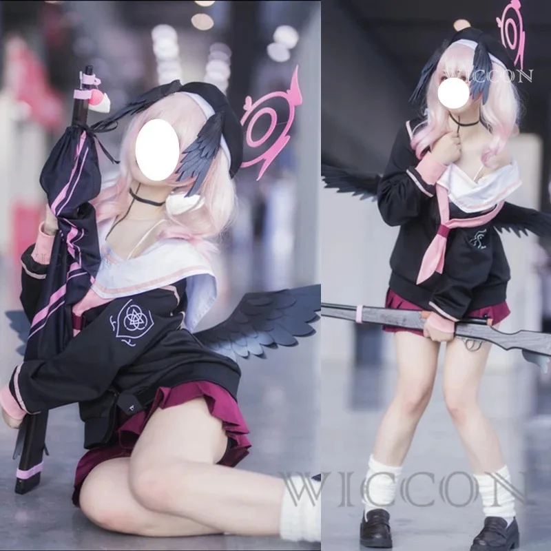 Игра Shimoe Koharu Blue Archive Project MX Косплей Костюм Парик Аниме Троица Общая школа Лоли Униформа моряка Костюм на Хэллоуин