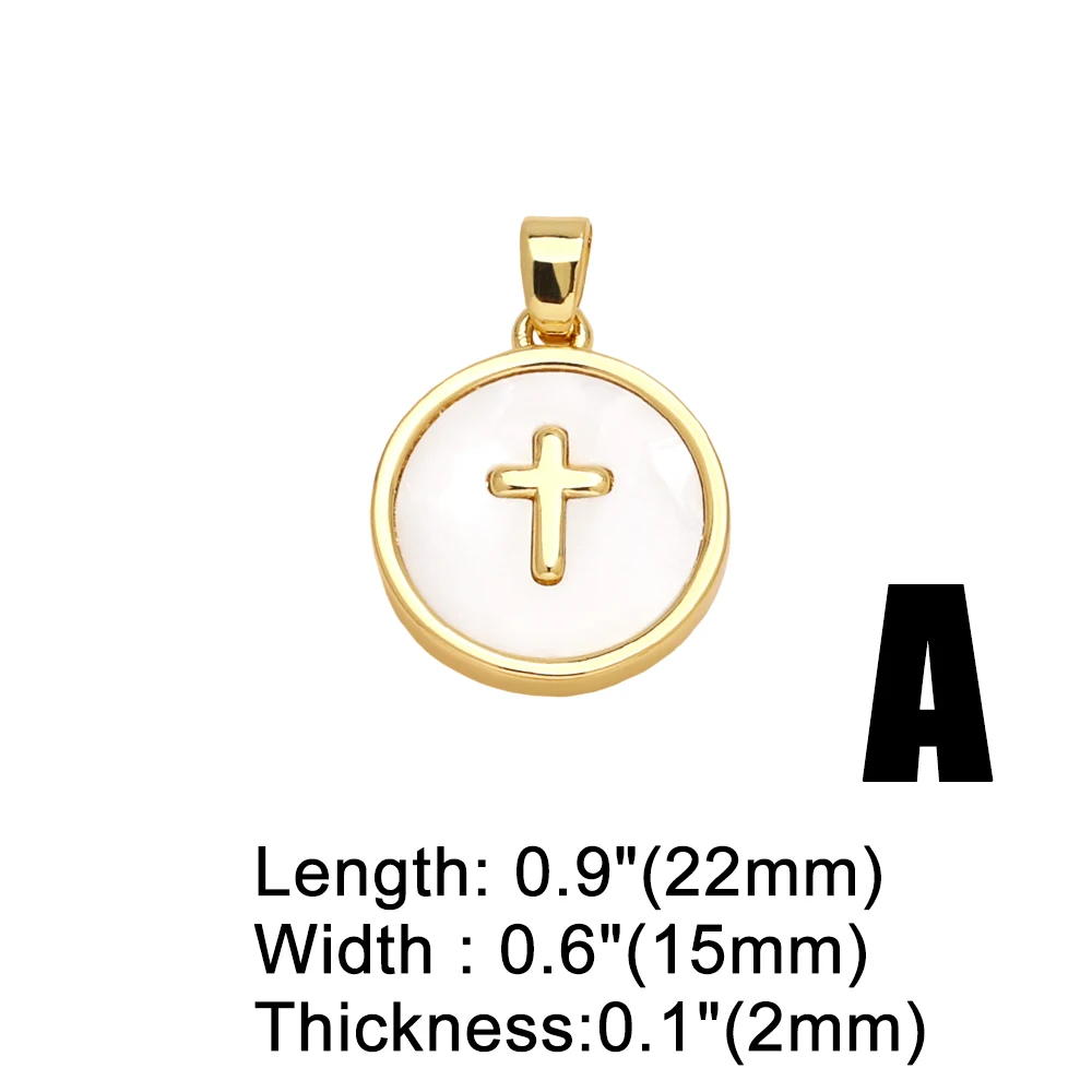 OCESRIO White Shell Cross Pendant for Necklaces Copper Gold Plated Cute Bear Heart Envelope Jewelry Making Supplies pdtb565