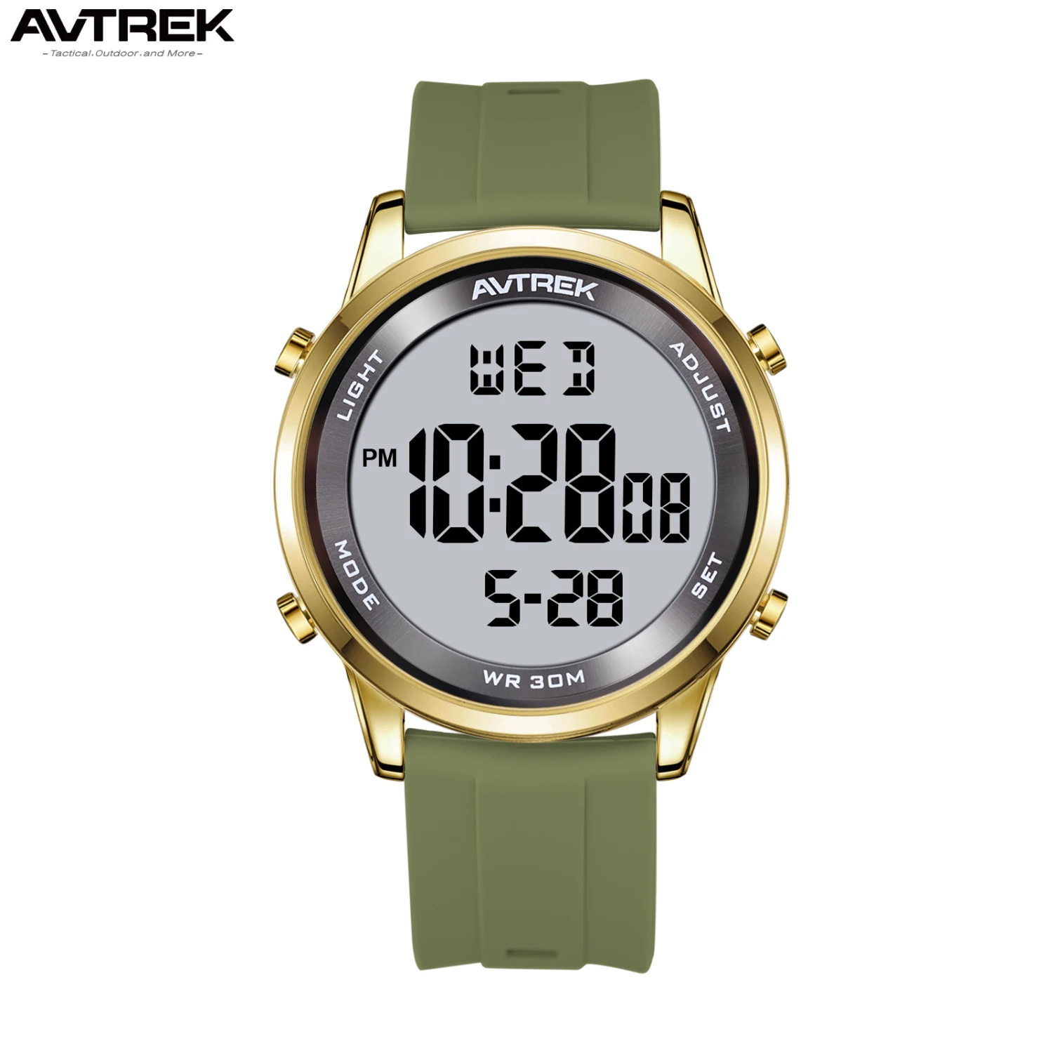 AVTREK Ultra-Thin Digital Watch Waterproof 5 Alarms LED Backlight Wristwatch Office Casual Sports Men's Watch Gift for Adult