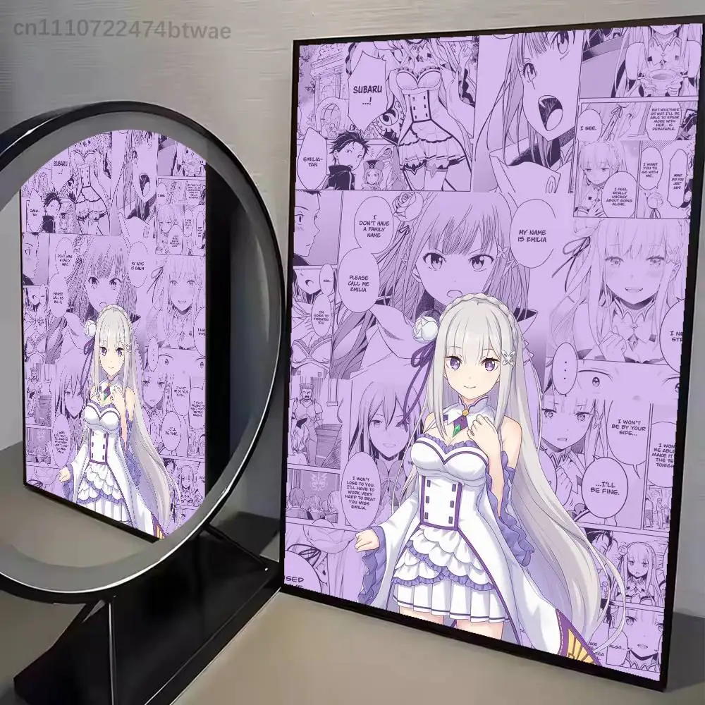 Anime E-Emilia Tan Re Zero Re0 HD canvas advanced aesthetic Printing Paper Wall Art for Living Room Home Decor