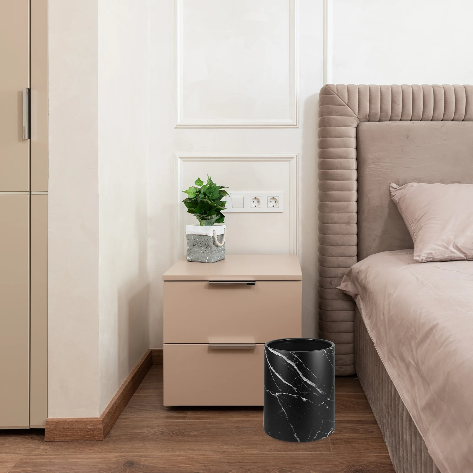 

Marble Double Layer Kitchen Bathroom Waste Bin Large Marbling Trash Can Garbage Container Home Office Trash Basket