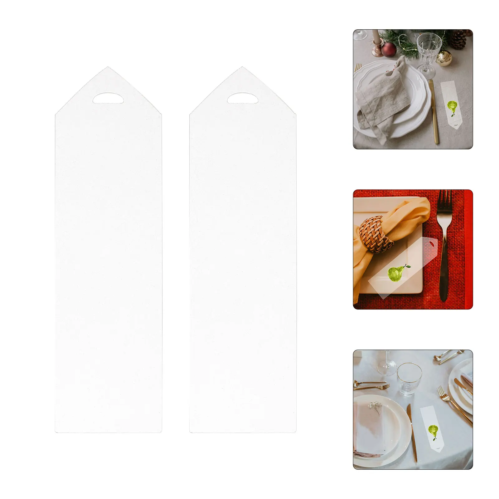 

20 Pcs Blank Bookmark Tags Acrylic Guest Escort Cards Blanks Arcylic Name Place Ribbon