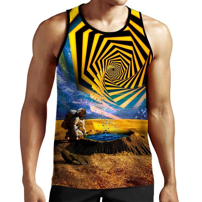 Funny Spaceman Tank Top 3D Print Man/ Women Casual Fashion Campaign Vest Kids Round Neck Vests Summer Oversized Gym Clothing Men