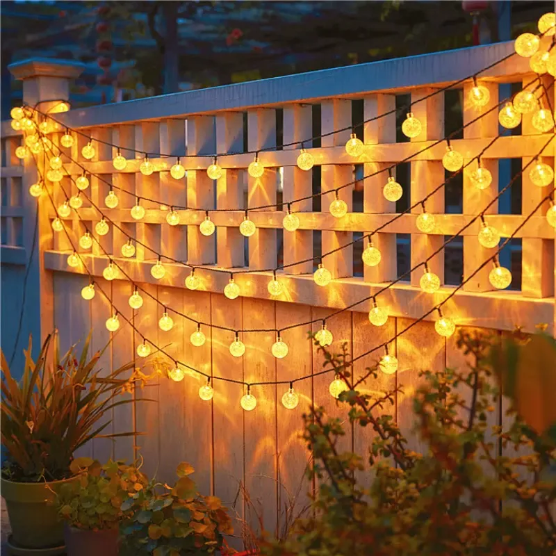 

Solar Bubble Ball String Lights Outdoor Crystal Globe LED Fairy Lights Garden Easter Christmas Decorations