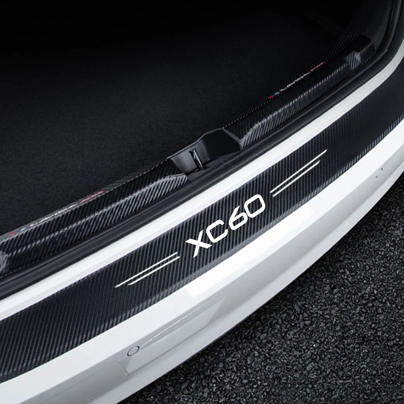 Carbon Fiber Car Door Sill Protector Stickers Threshold Tape for Volvo XC60 Logo Trunk Bumper Scratch Guard Protective Strips