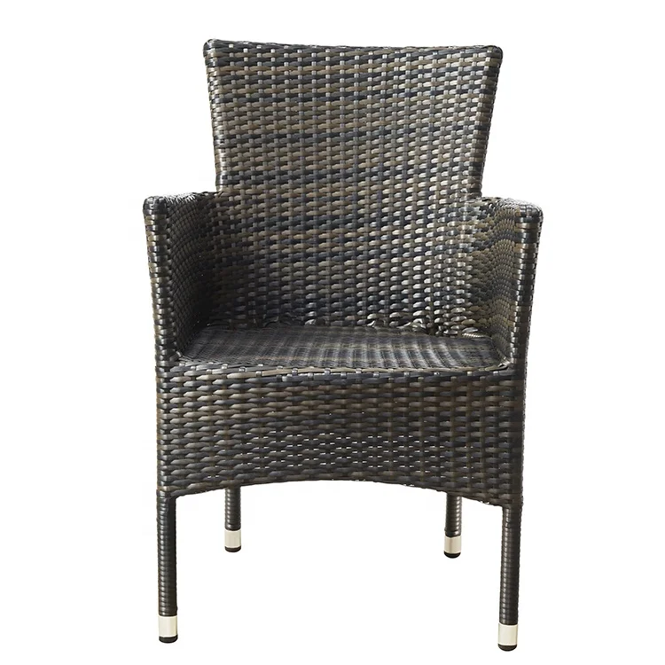 Cheap Black Garden Restaurant Wicker Armchairs Furniture Outdoor Patio Yard Dining Rattan Aluminum Chairs on Sale