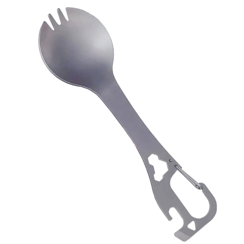 5 in 1 Multifunctional Camping Eating Utensils Stainless Steel Spork Camping Utensil with Spoon Fork Bottle Can Opener