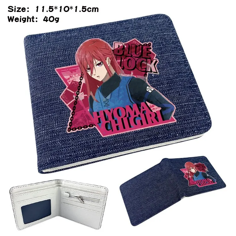 Azul Prisão Anime Periférico Estudante Denim Carteira Dobrável Carteira Curta Bolsa de Cartão Carteira Zero