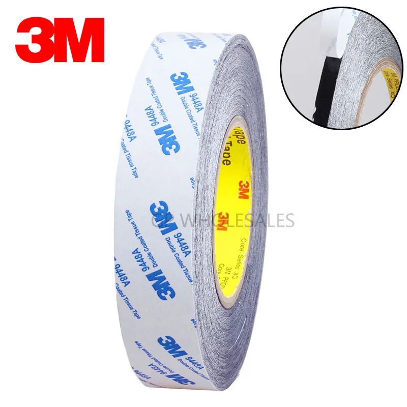 

3M 9448 Black Thin 50mm Width Double Coated Tissue Tape for Phone/ Tablet /Mini Pad /GPS Car Windows Dispaly Assemble Fix