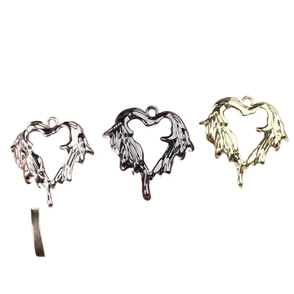6 قطعة/الوحدة 22*22 مللي متر سبائك الزنك على شكل قلب الجناح قلادة جالبة للحظ عقد دي اي واي سوار أقراط ملحقاتها