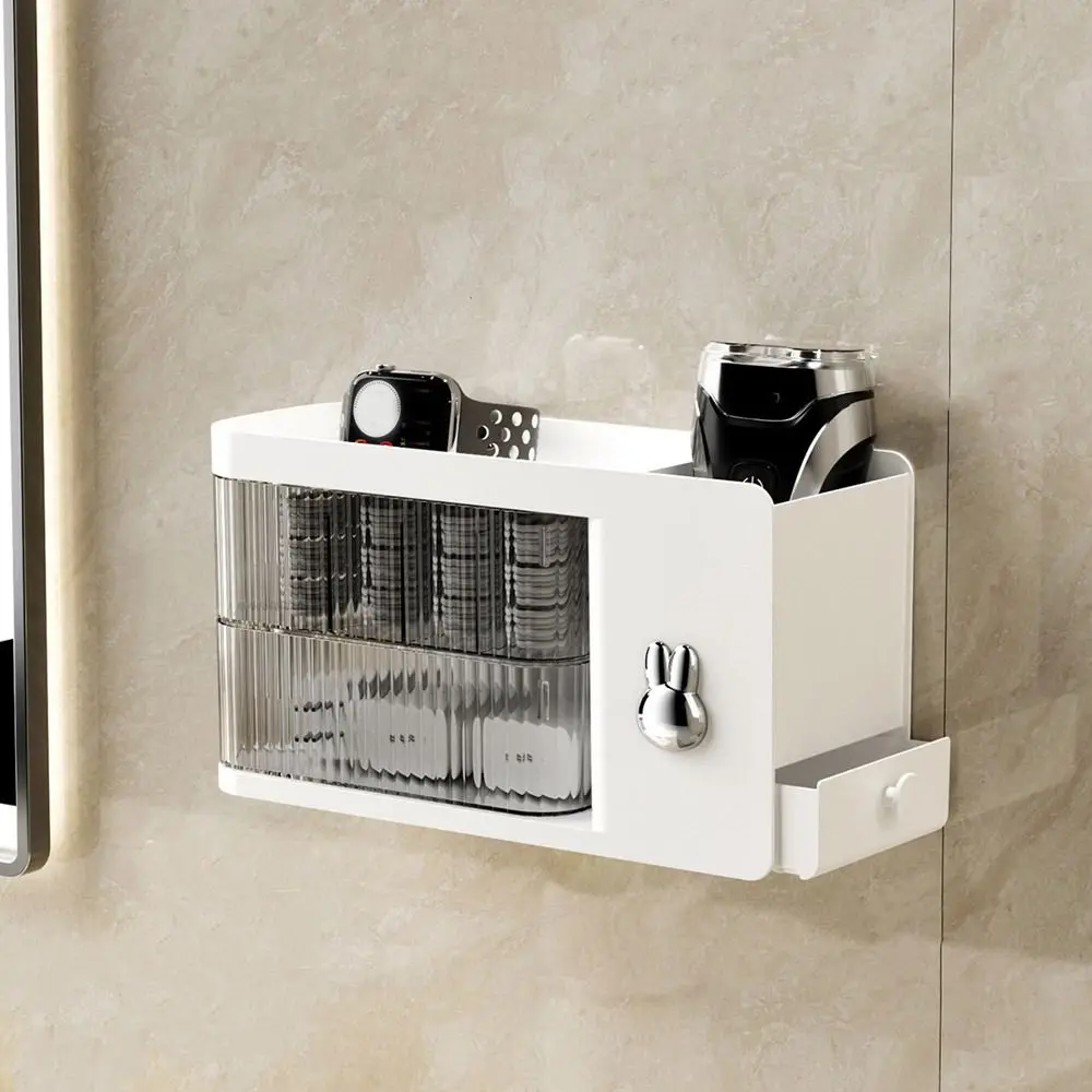 

Wall-Mounted Data Cable Storage Box Rotatable Large Capacity Cosmetic Storage Box with Compartments Space Saving Desktop Shelves