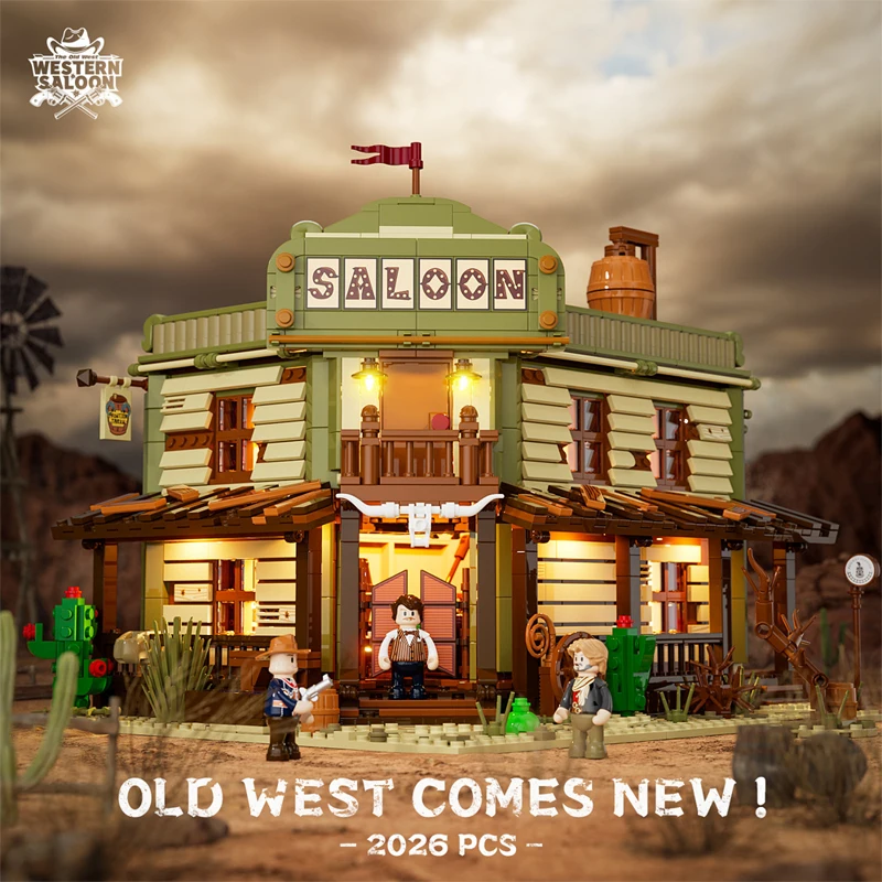 IN STOCK MOC Idea Construction Western Saloon Street View Building Blocks Bricks Assembling Model Toys for Children Gift Set