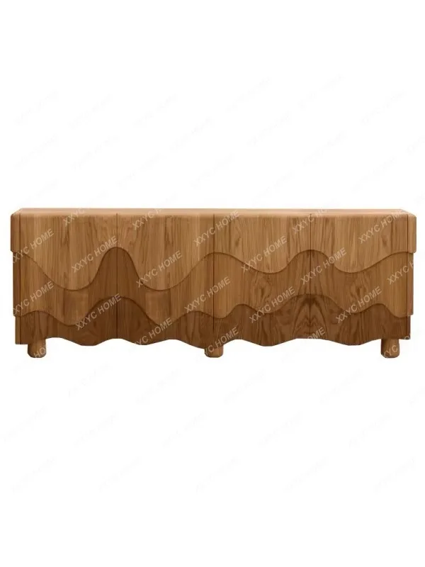 

L solid wood dining side cabinet design Wave carved storage Storage