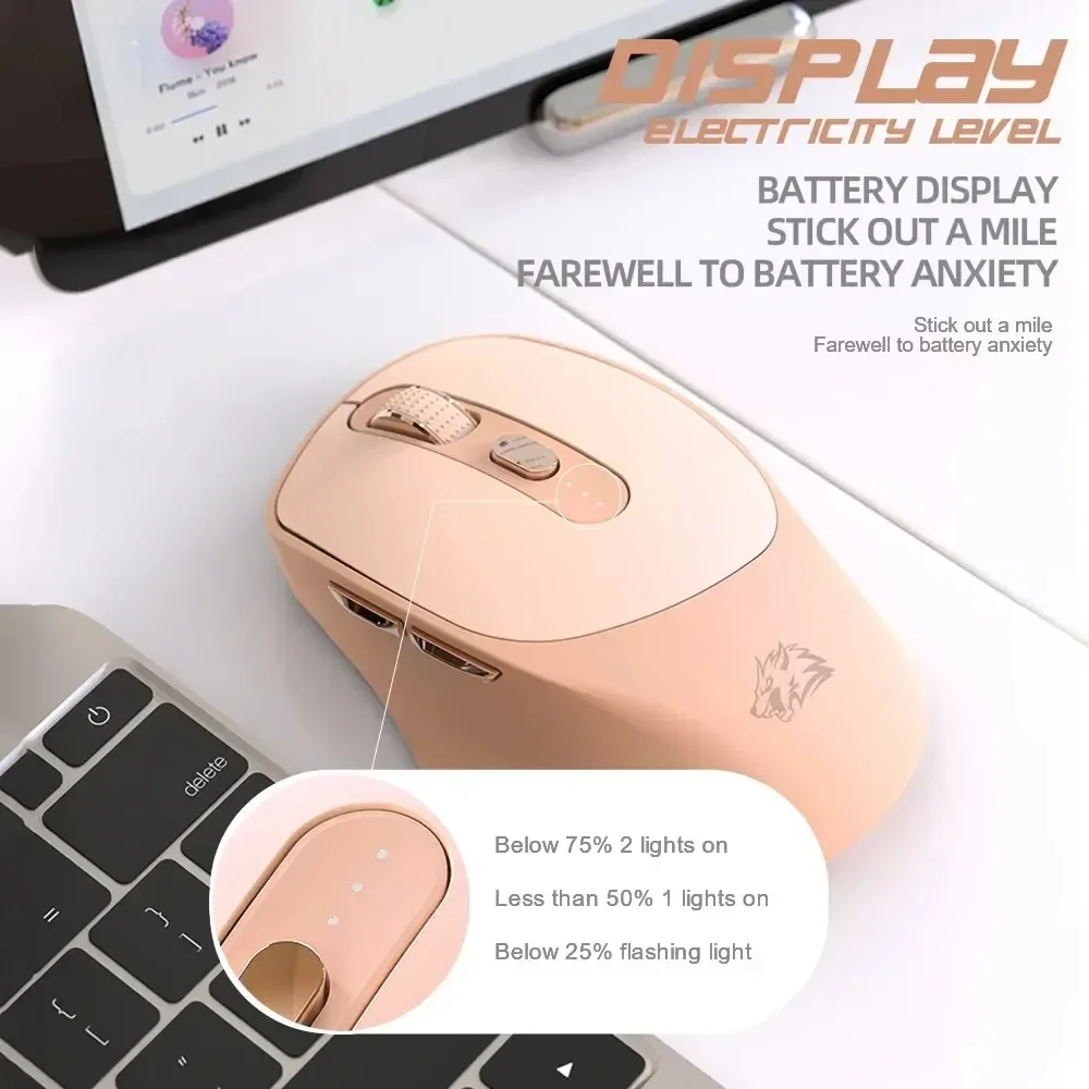 X7 WirelessBluetooth SilentDesign Power Light Mouse Pink/BusinessGrey Color Bluetooth Dual Mode Ergonomisches Computerzubehör