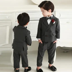 Boys Suit 3 Piece Jacket Pants Vest Formal Slim Design Blazer for Kids Wedding Tuxedo Business Clothing 1-6 Year Birthday Dress