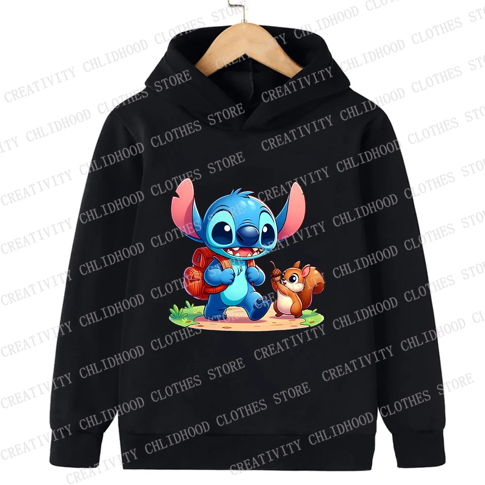 Stitch Children Girl Boy Hoodies Disney Little Monster Kids Pullover Anime Cartoons Casual Clothes Kid Kawaii Tops Sweatshirts