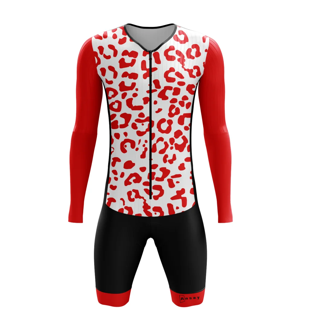 

ANSAY Men's Cycling Long Sleeve Jumpsuit Thick Pad Aero Cycling Skinsuit Breathable Slim Fit Bicycle Clothing Cycling Jersey