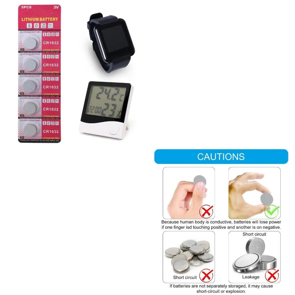 5Pcs CR1632 Button Cell Batteries 3V Lithium Batteries Pack Replacement for Watches Calculators Remote Control Toy