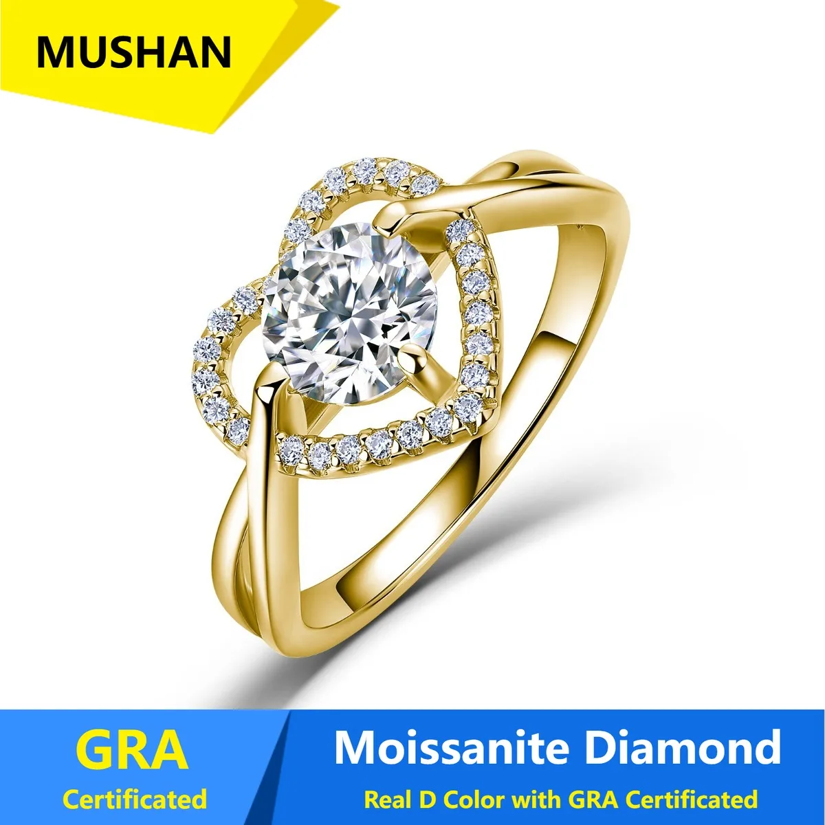 

MUSHAN Luxury Jewelry 925 Sterling Silver Ring Band Women GRA Certificated Moissanite Diamond Emerald D Color Rings Fine Jewelry