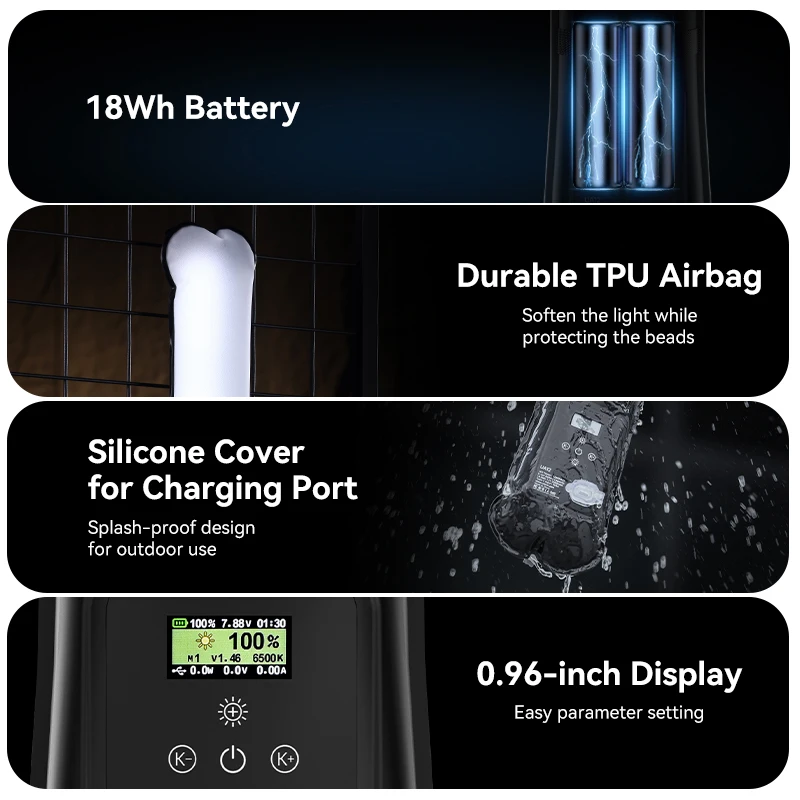 Imagem -06 - Ulanzi Inflável Tpu Air Tube Light Portátil Pocket Light Stick Montagem Magnética para Livestreaming Ua12 2700k6500k Bi-color 12w