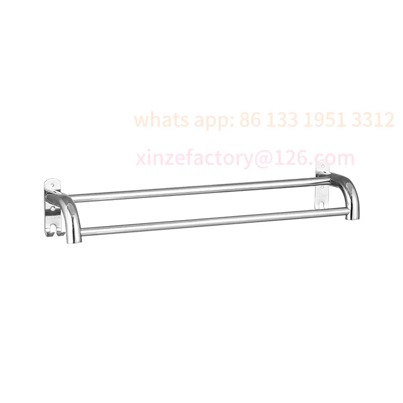 

Stainless steel single rod double rod bathroom towel rod bathroom hole-free towel rack kitchen rag hanging