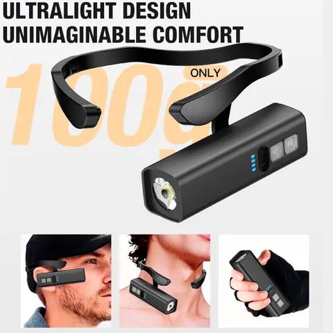 Inductive Headlamp with Long Battery Life for Camping, Work, Outdoor Fishing, and Ear Hook Flashlight