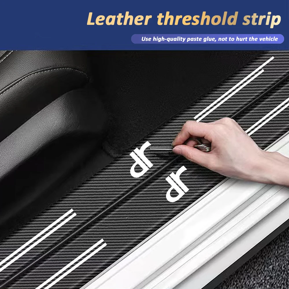 For  DR Automobiles Car Sticker Door Carbon Fiber Sill Plate Stickers Trunk Protector Decals Threshold